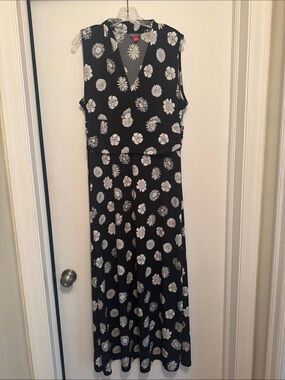 Vince Camuto Black Maxi Dress with White Floral Motif